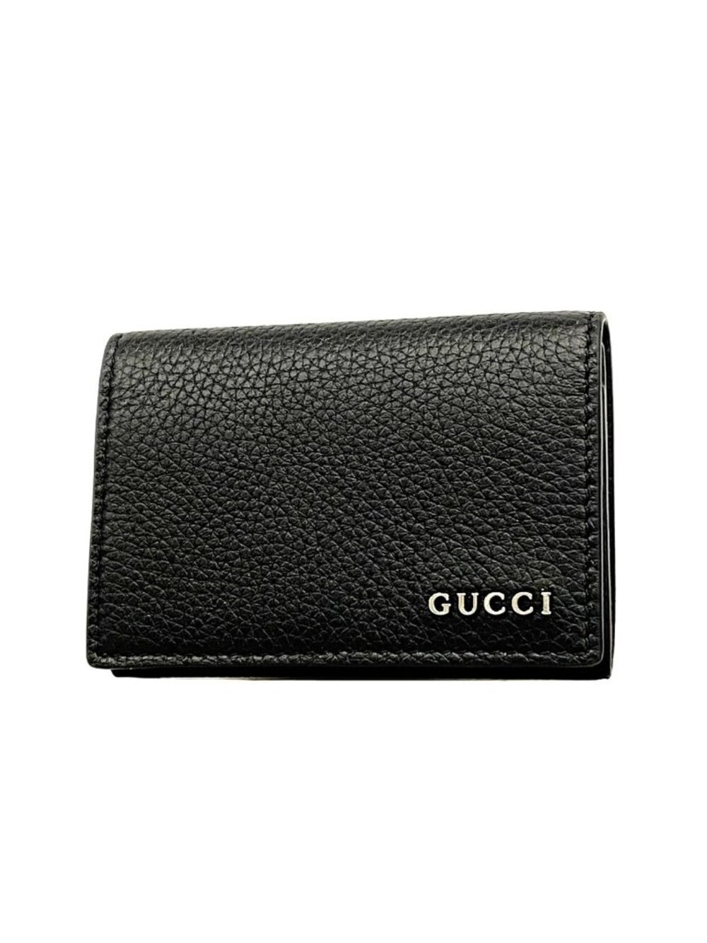 Gucci Card Case Leather Black Silver